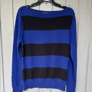 Ralph Lauren Blue and Black Striped SweaterSize X Large